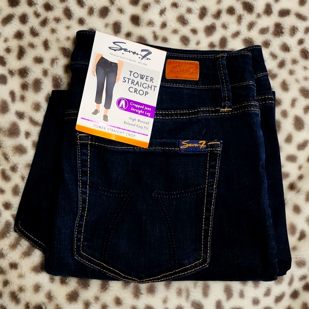 Seven7 dark wash crop jeans.